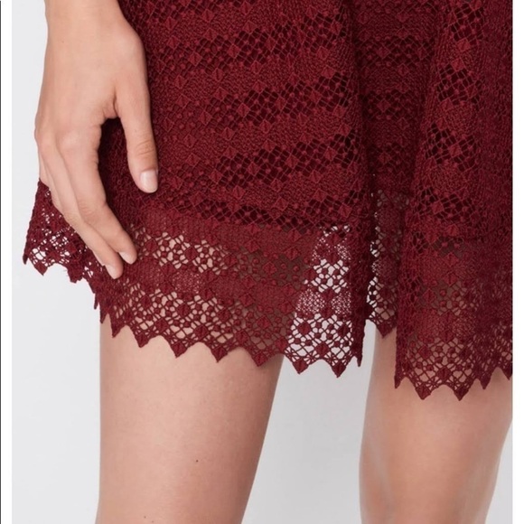 Sandro Bordeaux Guipure Crochet Lace Mini Dress Red - Picture 5 of 16